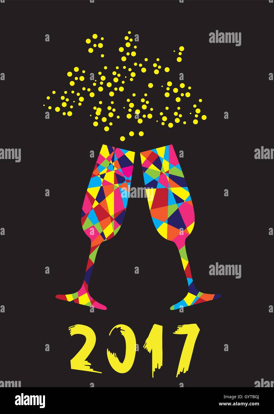 vector illustration of champagne glasses new years background Stock ...