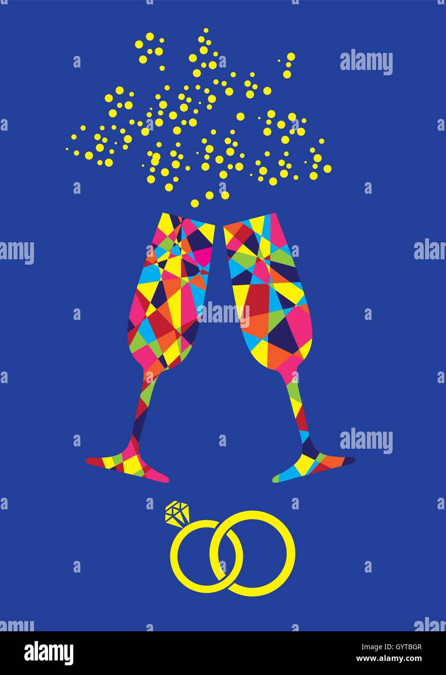 vector illustration of champagne glasses new years background Stock ...
