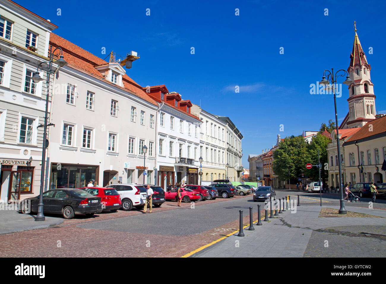 Street scene in the old town of Vilnius Stock Photo