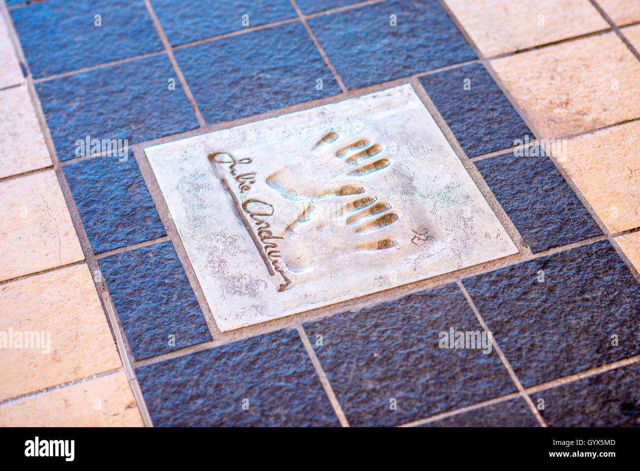 Hand print of Julie Andrews in Cannes Stock Photo