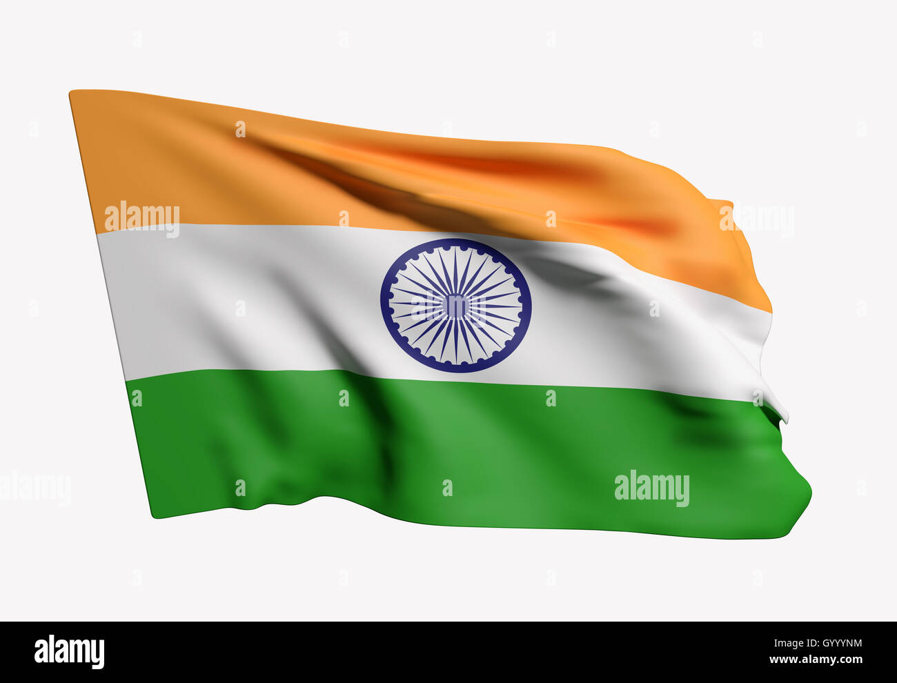 3d rendering of Republic of India flag waving on white background Stock ...