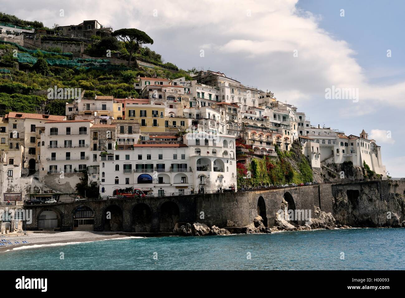 View of Amalfi, Amalfi Coast, Costiera Amalfitana, Province of Salerno, Campania, Italy Stock Photo