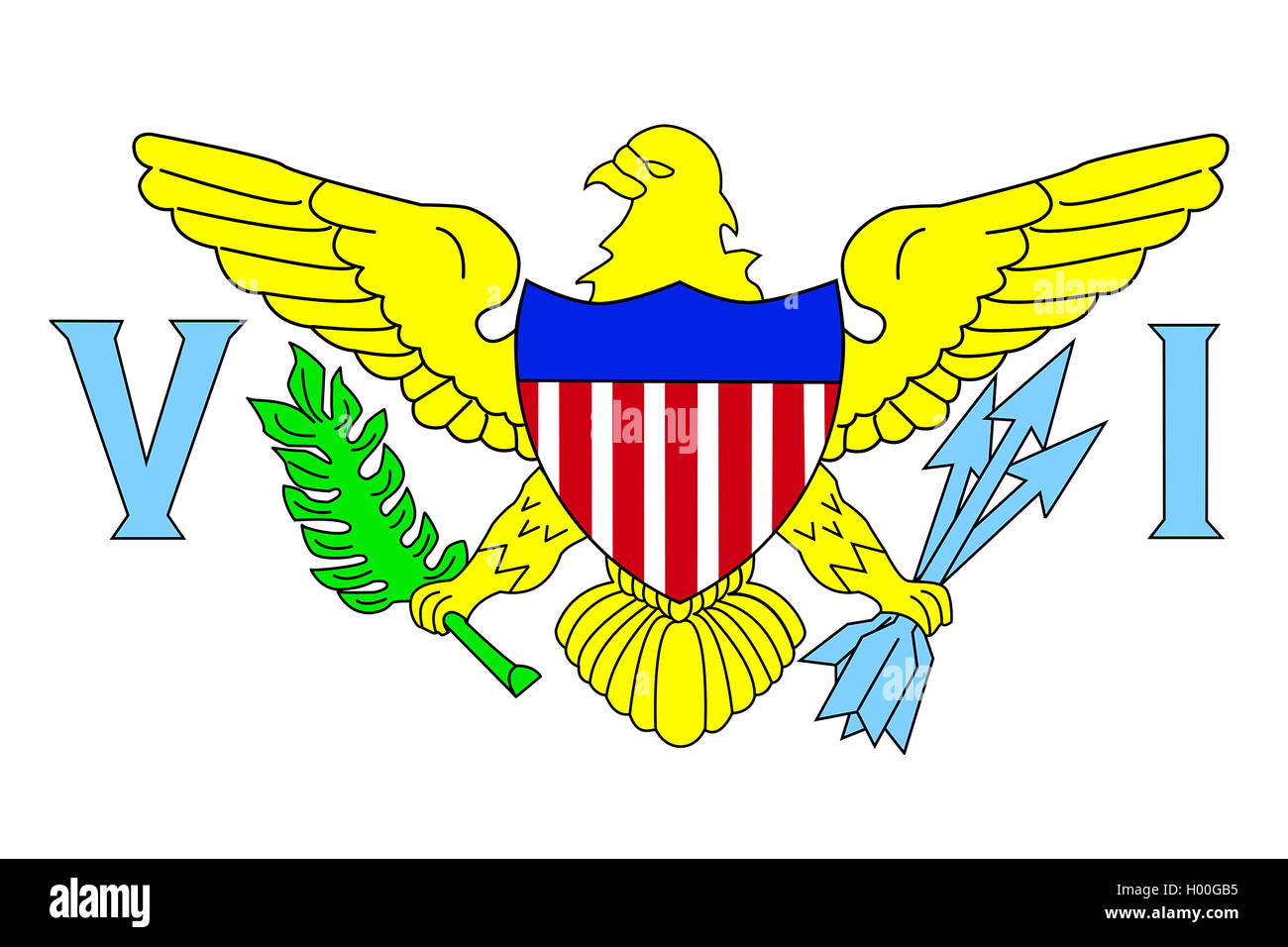 flag of U.S. Virgin Islands, US Virgin Islands Stock Photo