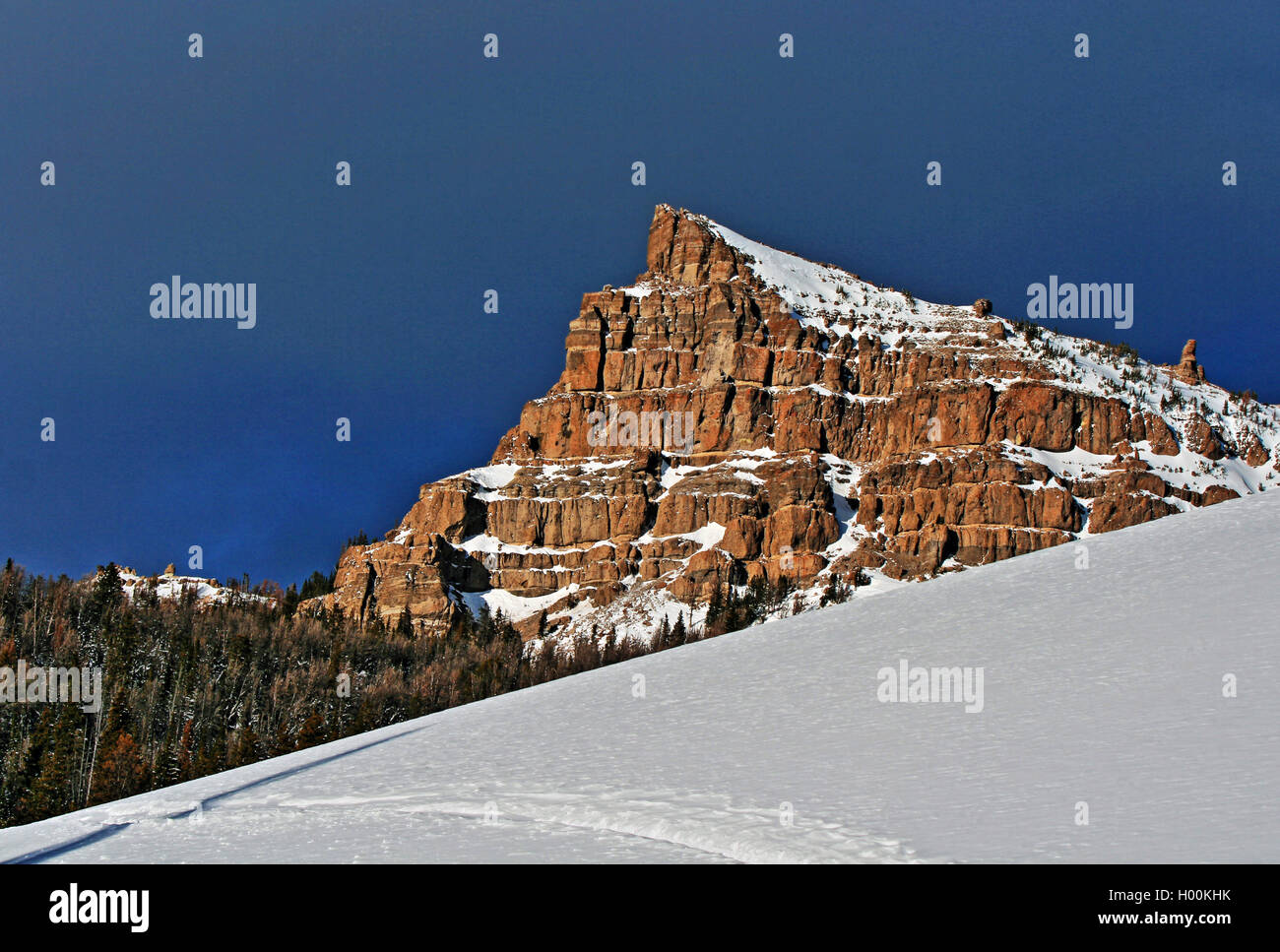 Sublette Peak and Cliffs in winter on the Togwotee Pass between Jackson