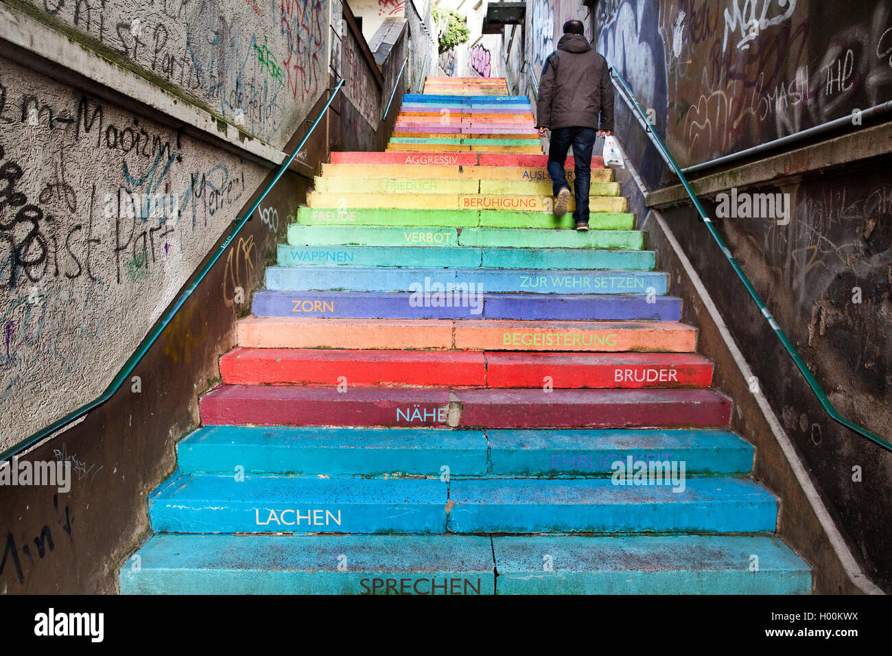 colourful perron, Scala, Holsteiner Treppe, Wuppertal, North  Rhine-Westphalia, Germany Stock Photo - Alamy