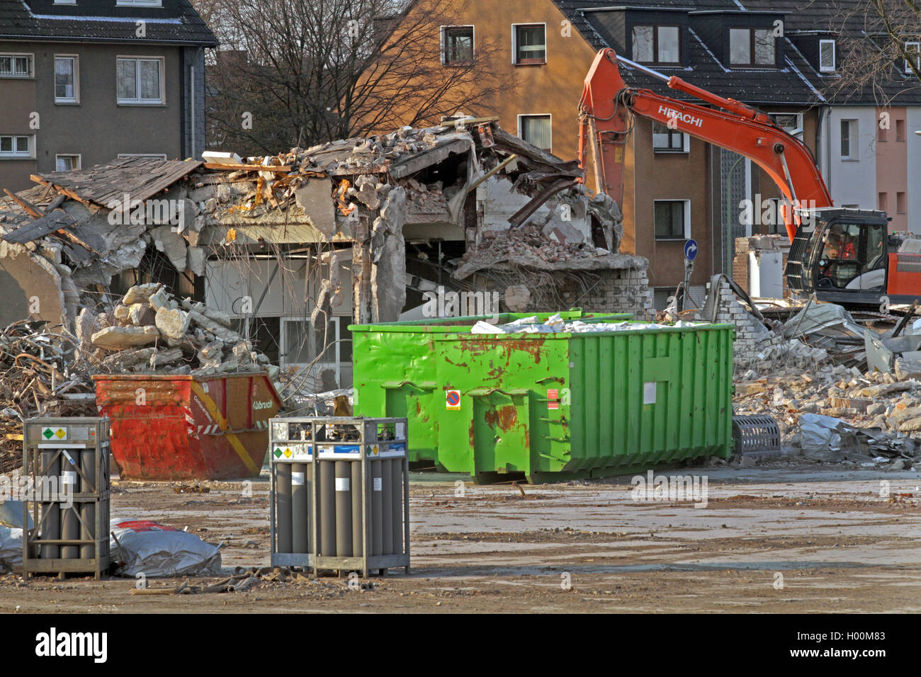 construction materials recycling after building demolition, Germany Stock Photo