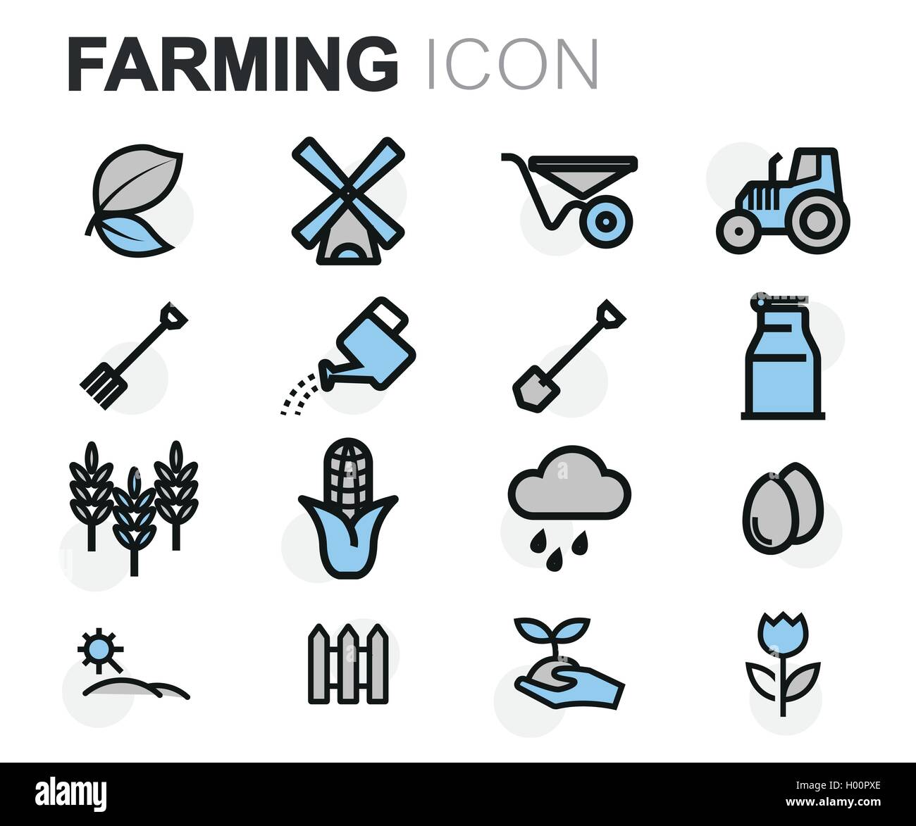 Vector flat line farming icons set on white background Stock Vector ...