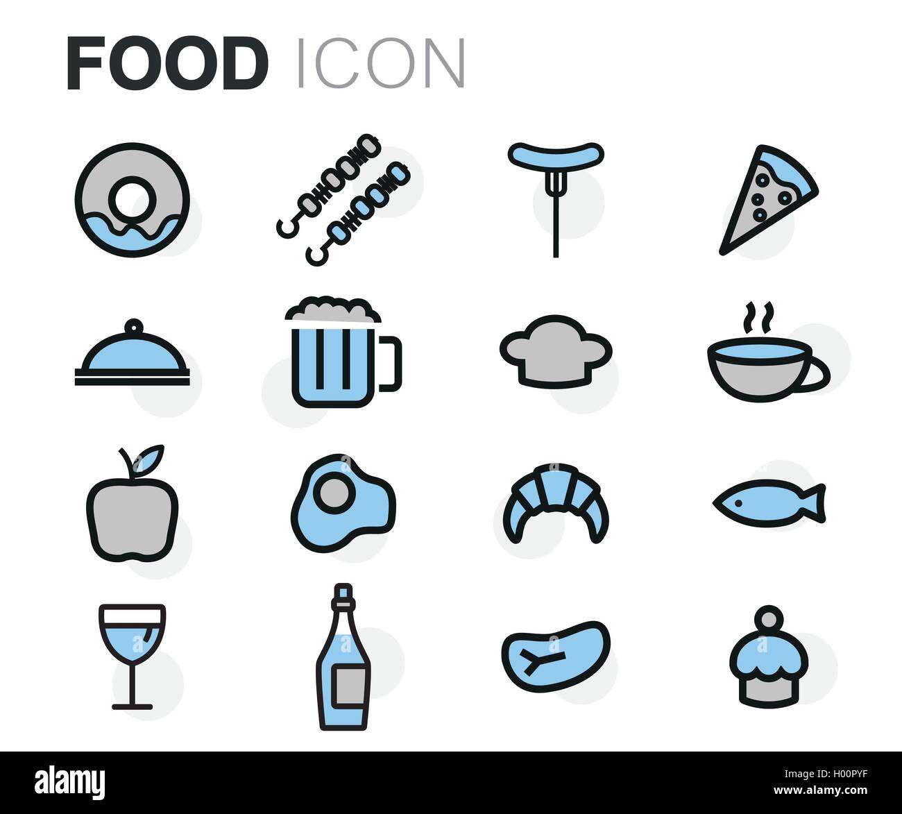 Vector flat line food icons set on white background Stock Vector Image ...