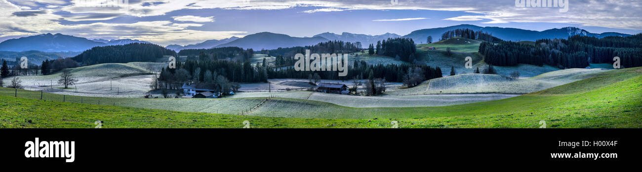 view to Ammergau Alps in late autumn, Germany, Bavaria, Wildsteig Stock Photo