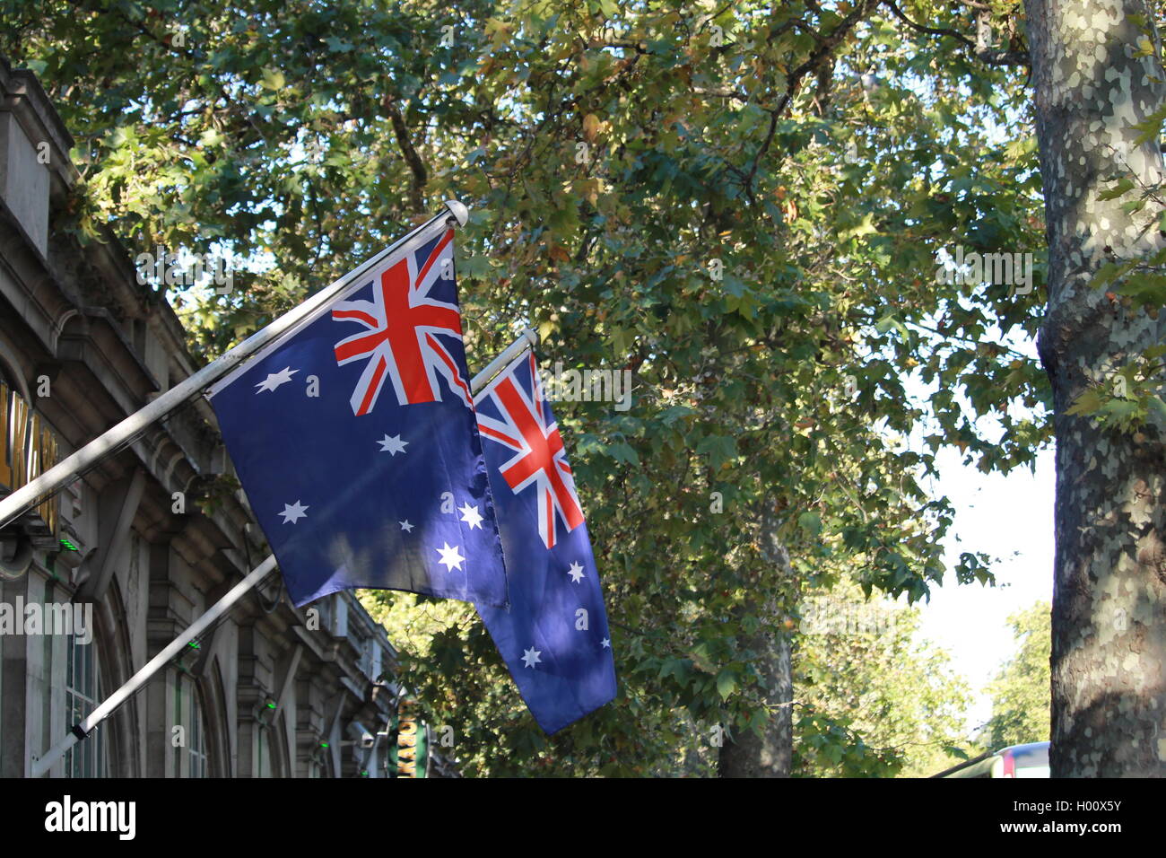 Australian flag, flag of Australia, defaced blue ensign, Union Jack in the canton, seven pointed star, Commonwealth Star, 1901 Stock Photo