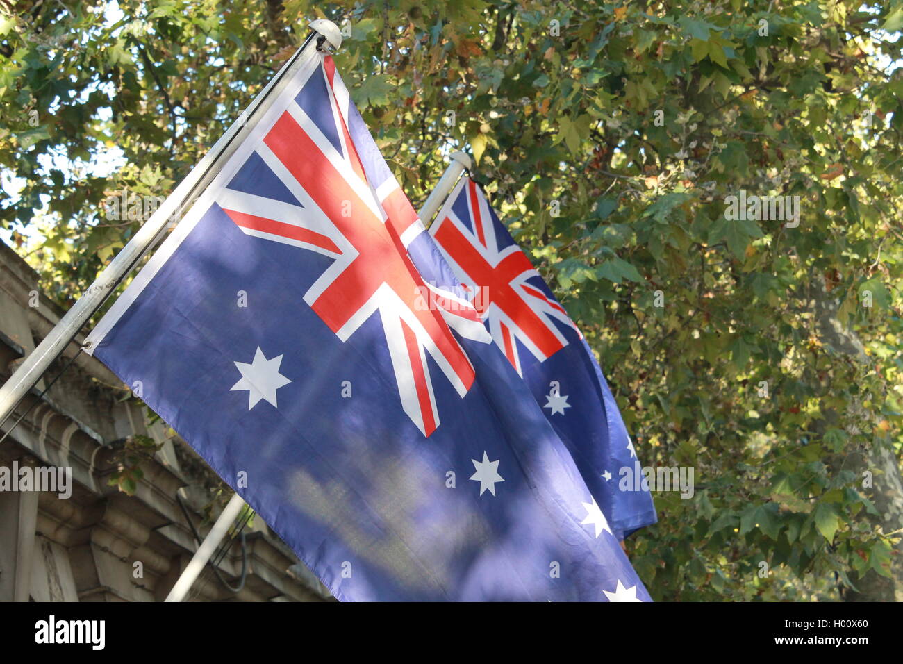 Australian flag, flag of Australia, defaced blue ensign, Union Jack in the canton, seven pointed star, Commonwealth Star, 1901 Stock Photo