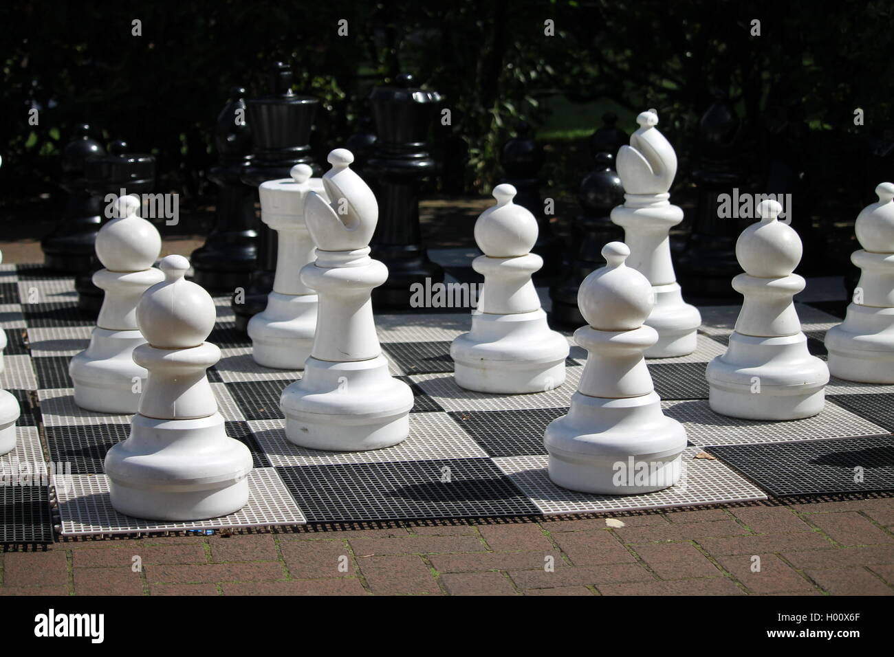 Giant chess, boardgame, game, London, park, summer, games, fun, tourist, outdoor game, party, entertaining Stock Photo