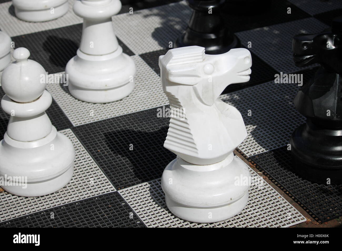 Giant chess, boardgame, game, London, park, summer, games, fun, tourist, outdoor game, party, entertaining Stock Photo