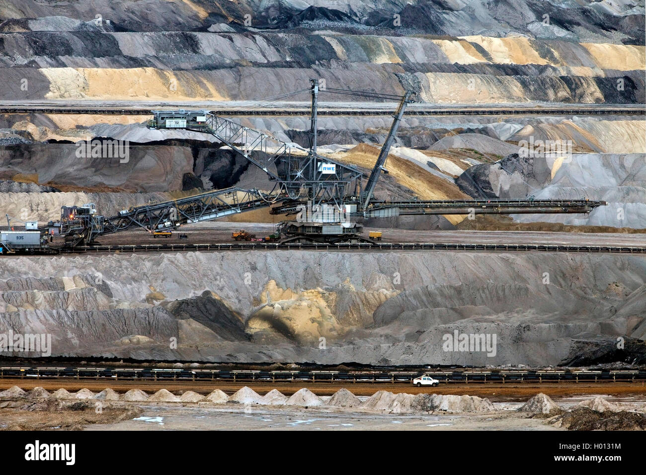 brown coal surface mining Inden with stacker, Germany, North Rhine-Westphalia, Inden Stock Photo