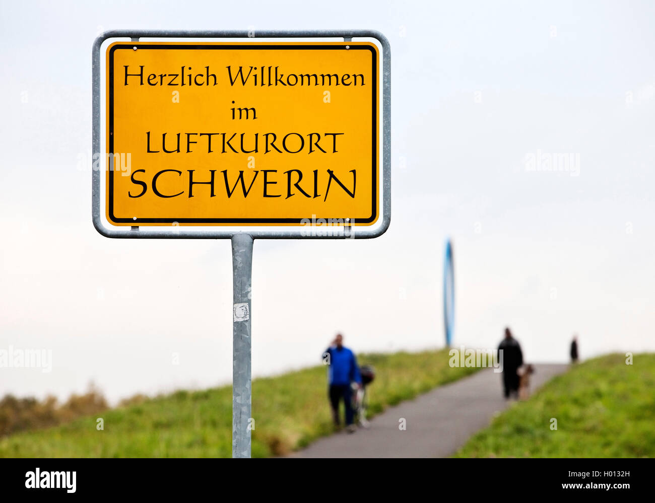 humorous place name sign 'welcome to Scherin health resort', Germany, North Rhine-Westphalia, Ruhr Area, Castrop-Rauxel Stock Photo