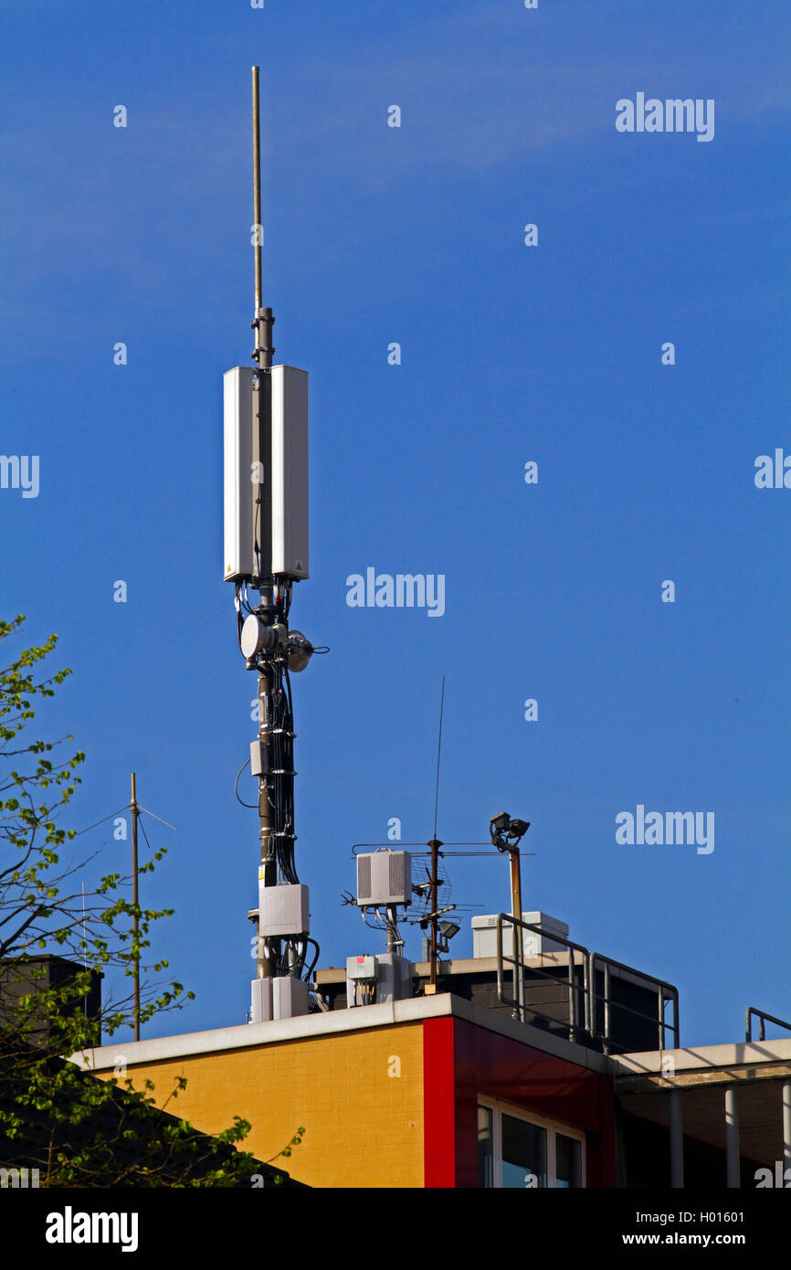 communication technology on a flat roof, Germany Stock Photo