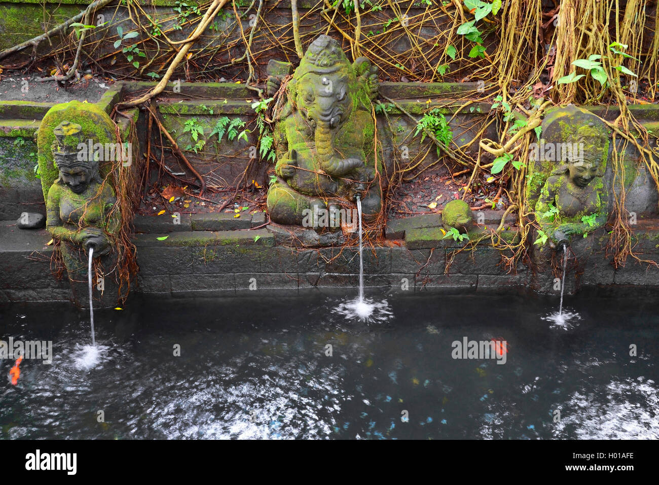 saint figures as gargoyles in the Sacred Monkey Forest Sanctuary, Indonesia, Bali, Ubud Stock Photo