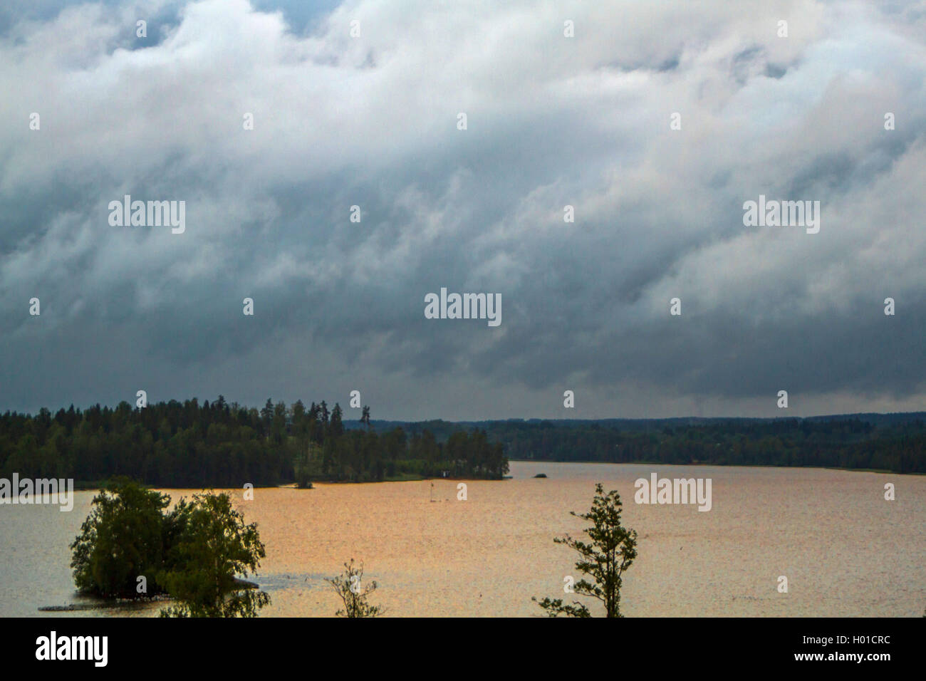 escaping thunderstorm , Sweden, Smaland, Skillingaryd Stock Photo