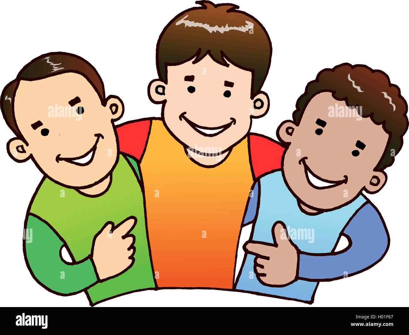 illustration of 3 boys with happy face getting together as a good ...