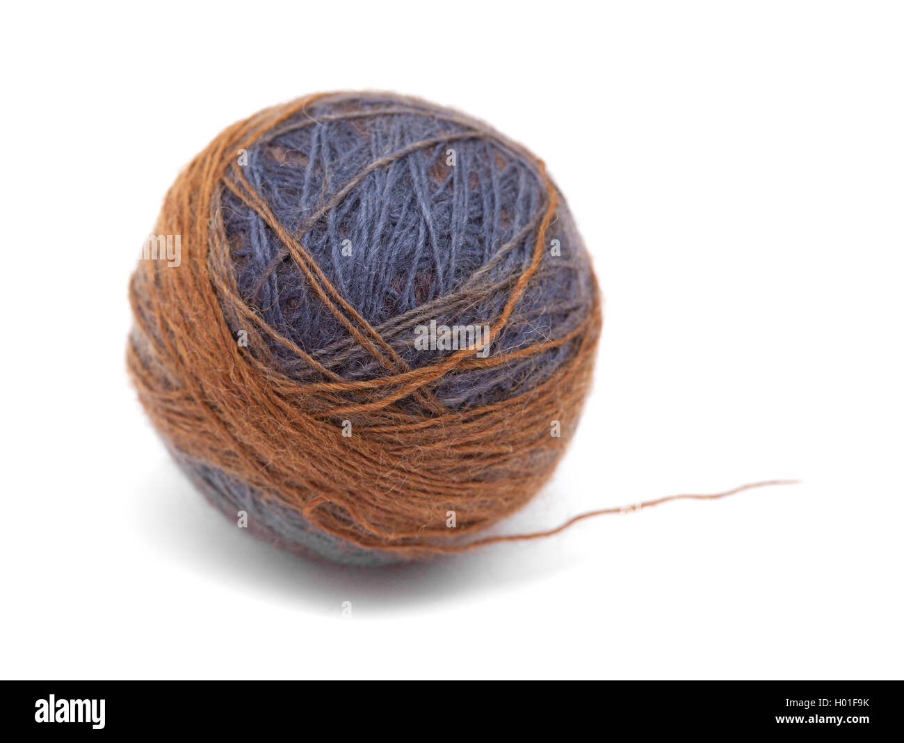 long section-dyed knitting wool in a ball isolated on white Stock Photo
