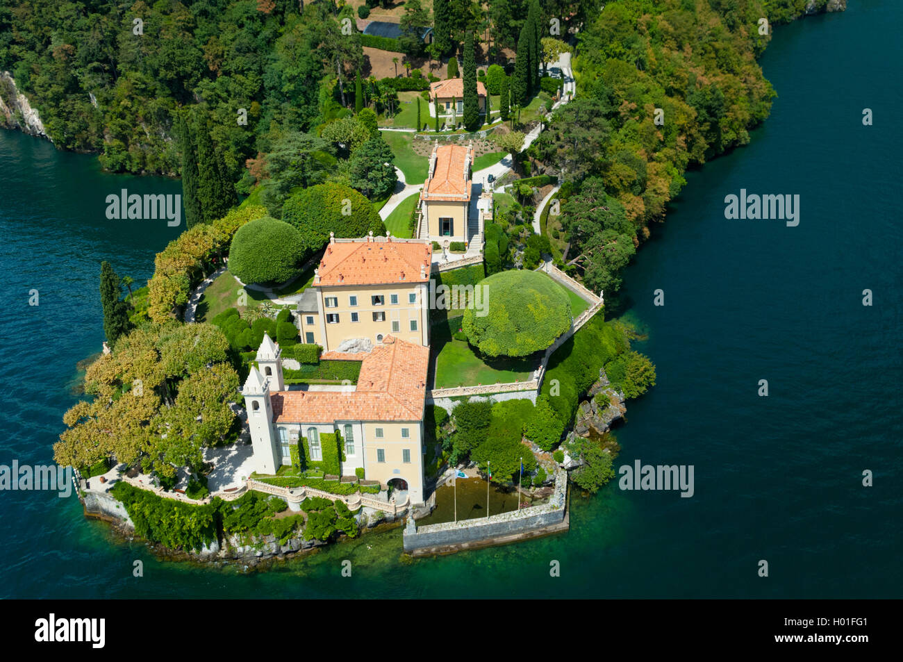 Italie Lombardie Lac De Come Lenno Villa Balbianello Vue Aerienne Italy Lombardy Como Lake Lenno Balbianello Villa Stock Photo Alamy