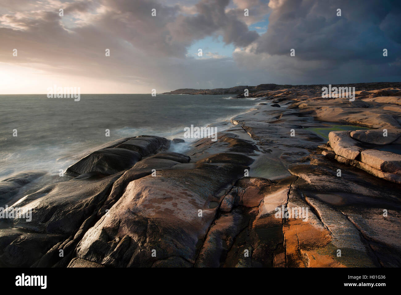 rain clouds at the beach, Sweden, Bohuslaen, Smoegen Stock Photo Alamy