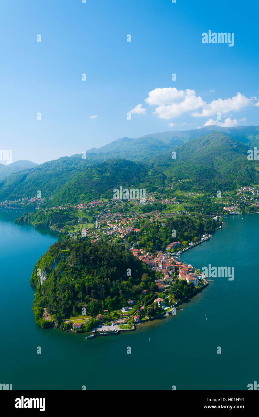 Italy, Lombardy, Como lake, Bellagio peninsula (aerial view) Stock Photo