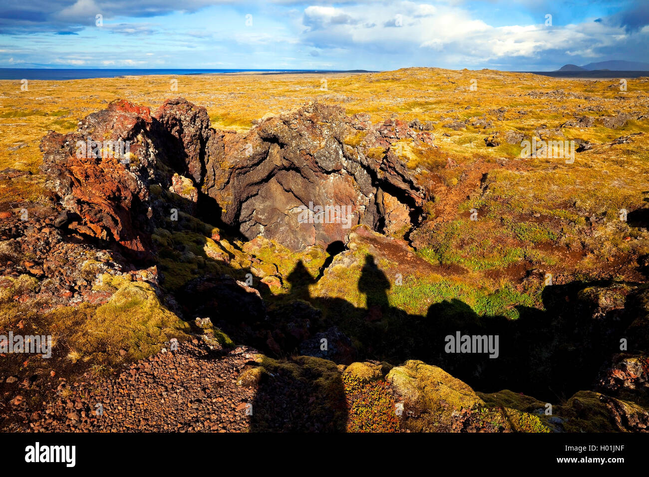 Neshraun lava field with crater, Iceland, Snaefellsnes, snae Stock Photo