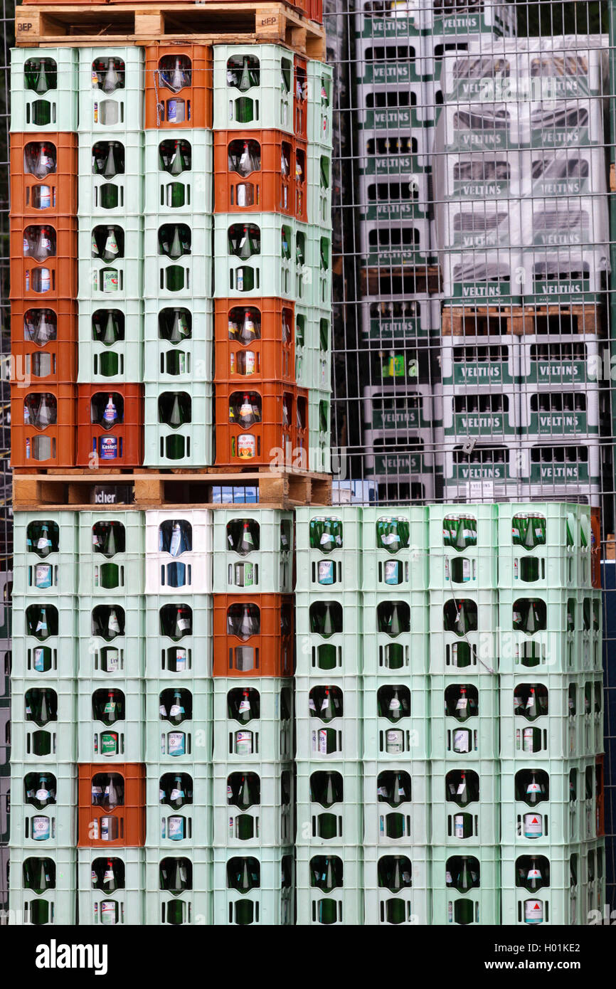 beverage crates of a central market, Germany Stock Photo