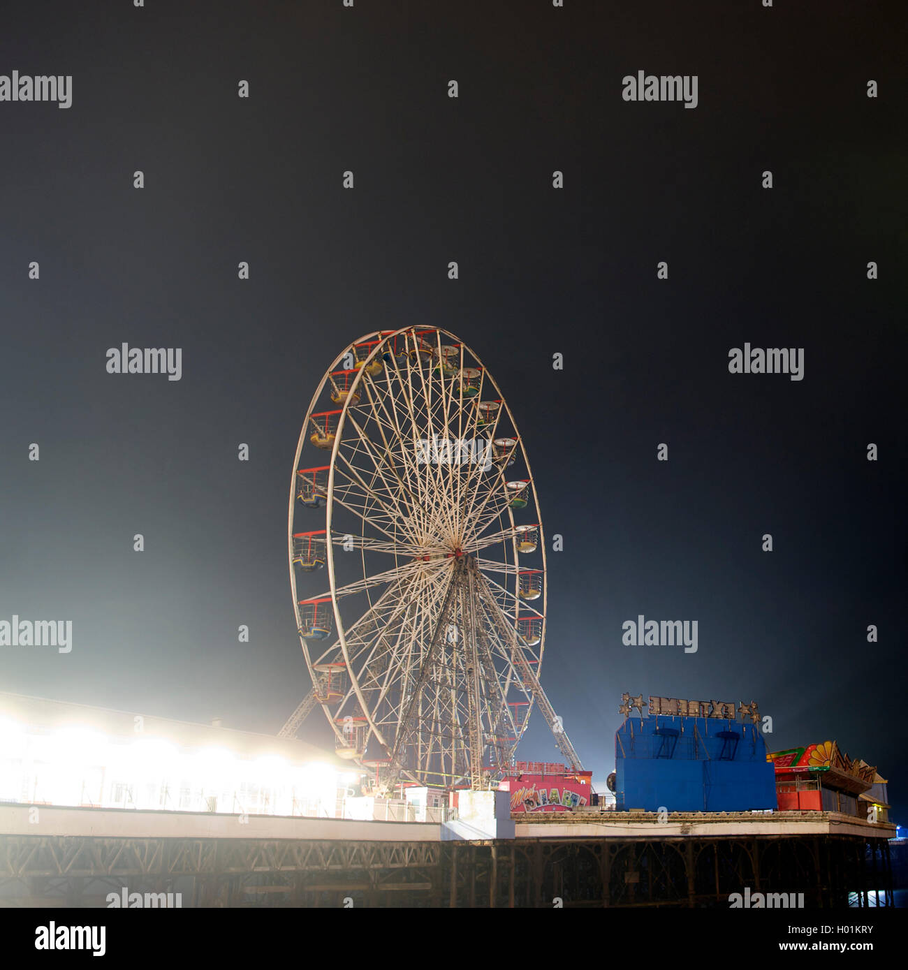Ferris wheel on central pier Blackpool Stock Photo