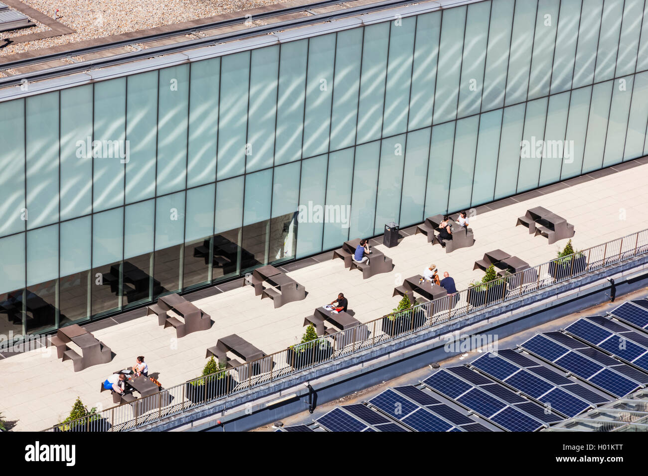 England, London, Tate Modern, Outdoor Cafe and Solar Panels Stock Photo