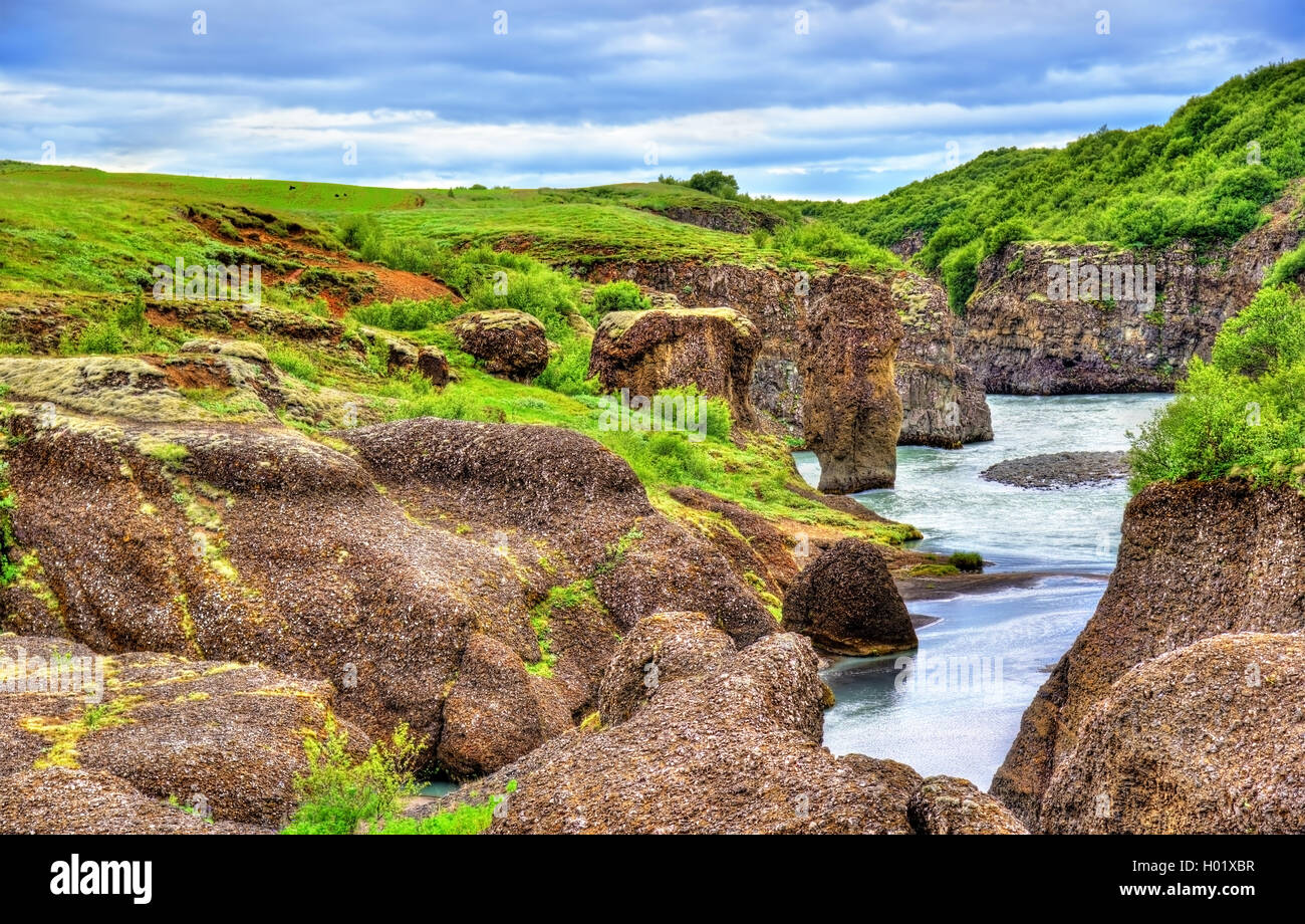 Bruarhlod Canyon of the Hvita river in Iceland Stock Photo
