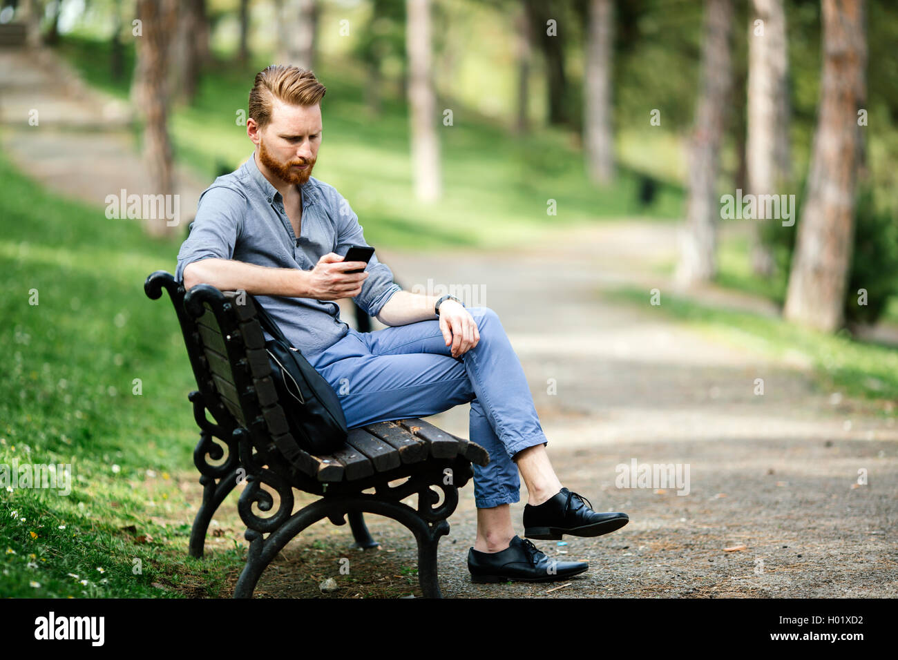 Telephone park bench hi-res stock photography and images - Alamy