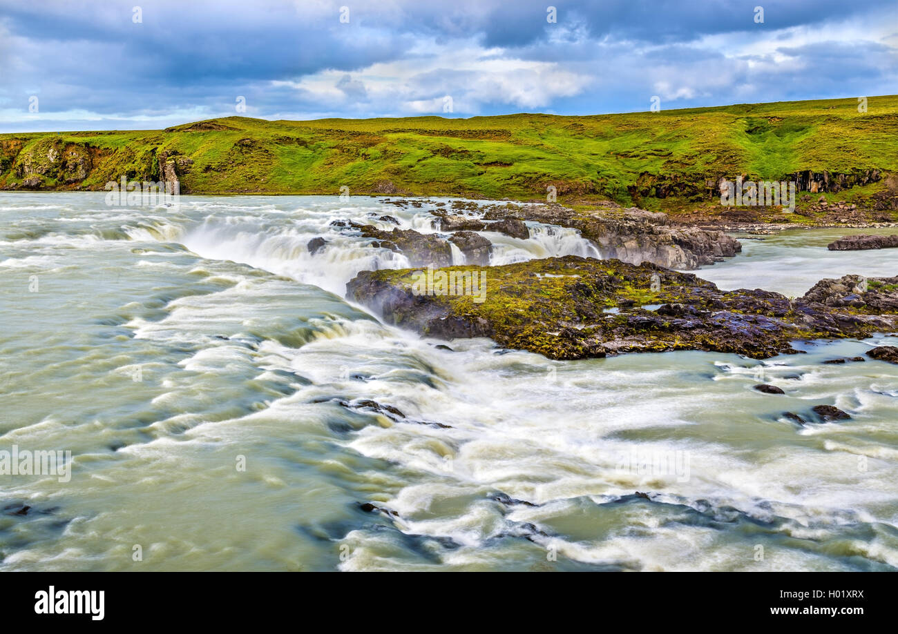 Urridafoss, the largest by flow rate waterfall in Iceland Stock Photo