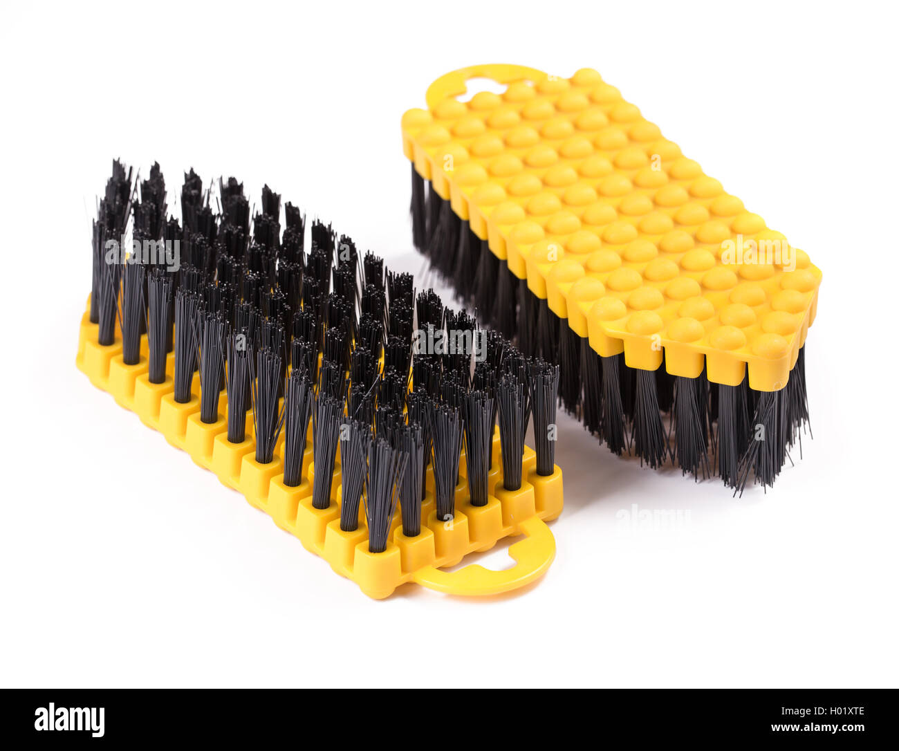 Two yellow cleaning brushes isolated Stock Photo Alamy