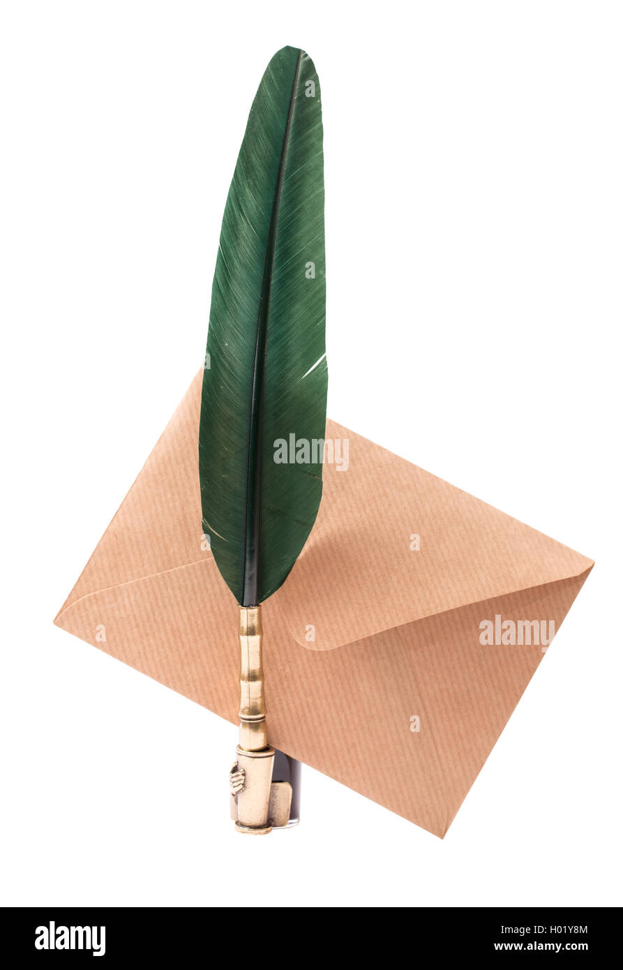 Vintage quill pen and envelope Stock Photo