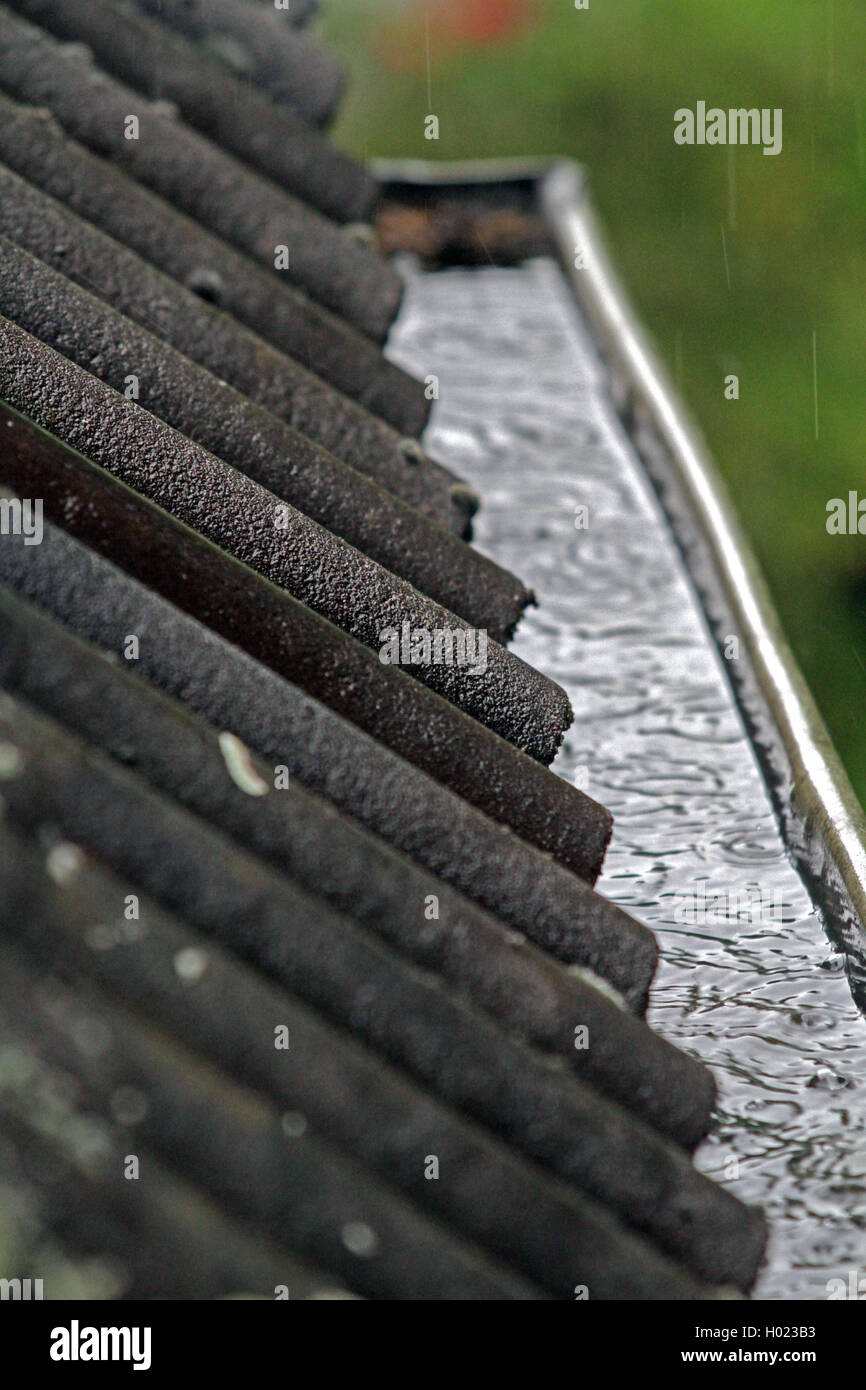 blocked roof gutter at heavy rainfall, Germany Stock Photo Alamy