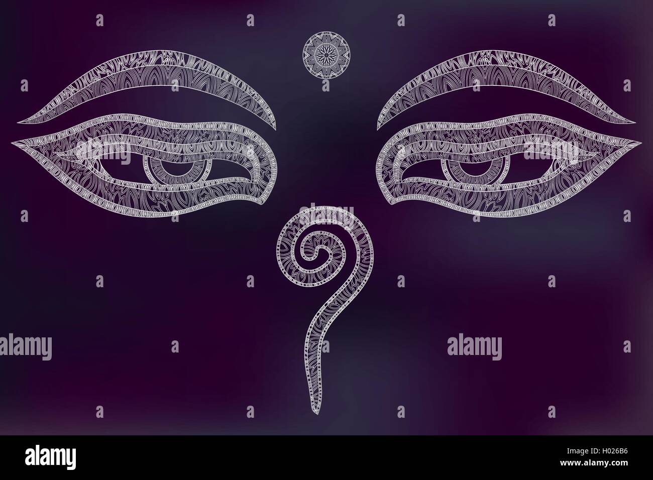 Buddha eyes, Nepal, symbol of wisdom and enlightenment Stock Vector