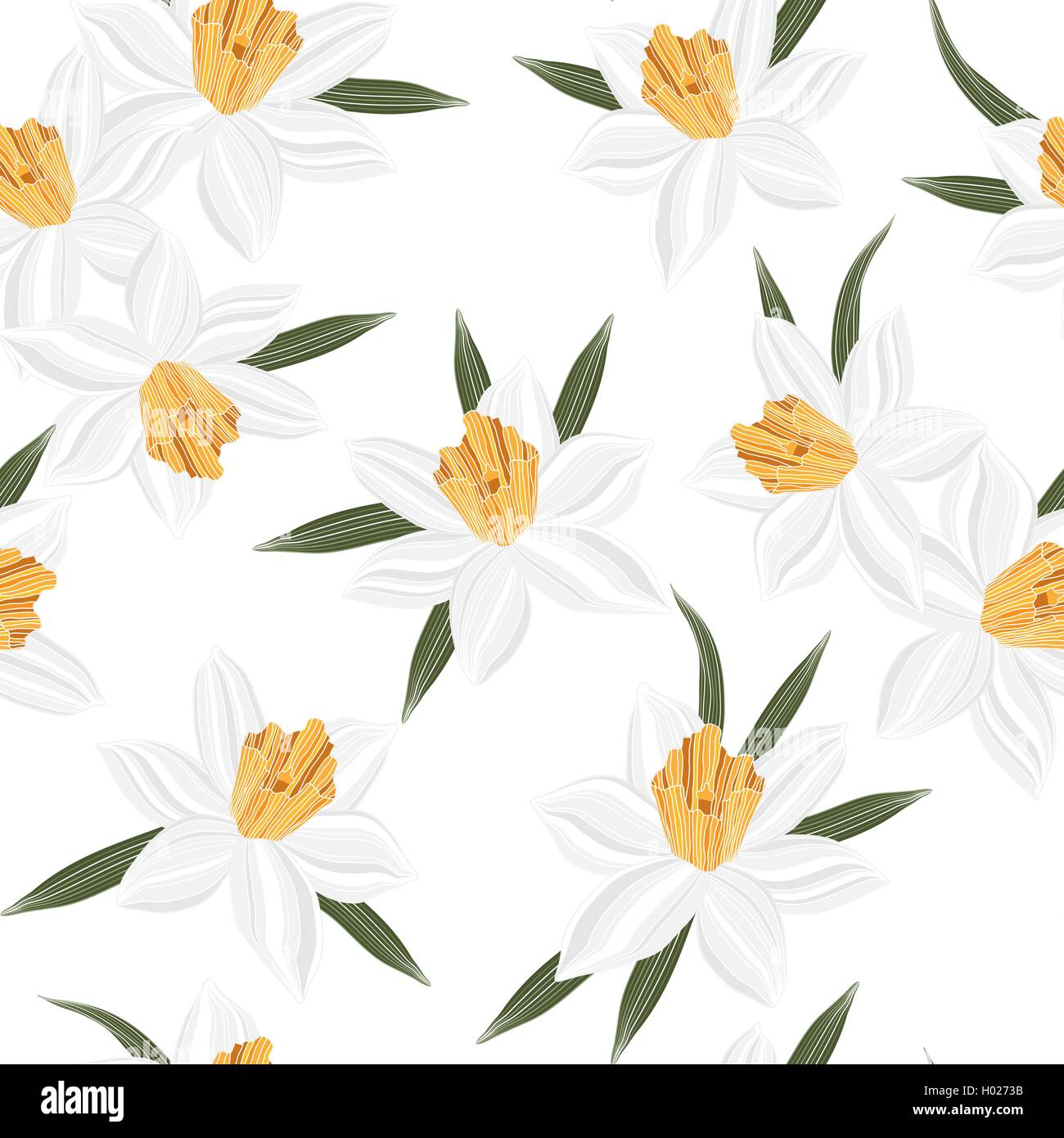 Seamless vector jonquil flower pattern background Stock Vector Image