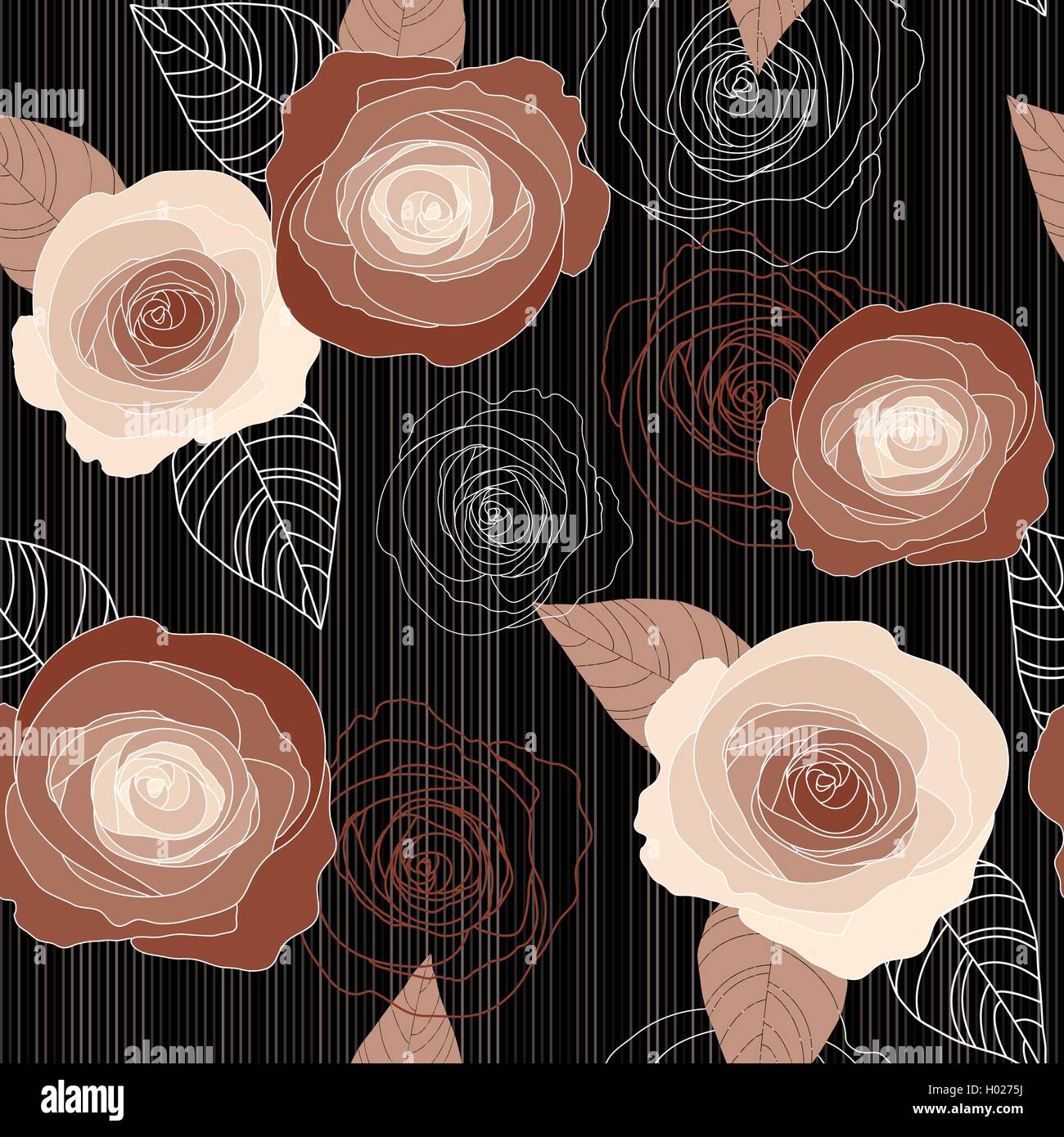 Seamless vector roses pattern on black background Stock Vector Image ...