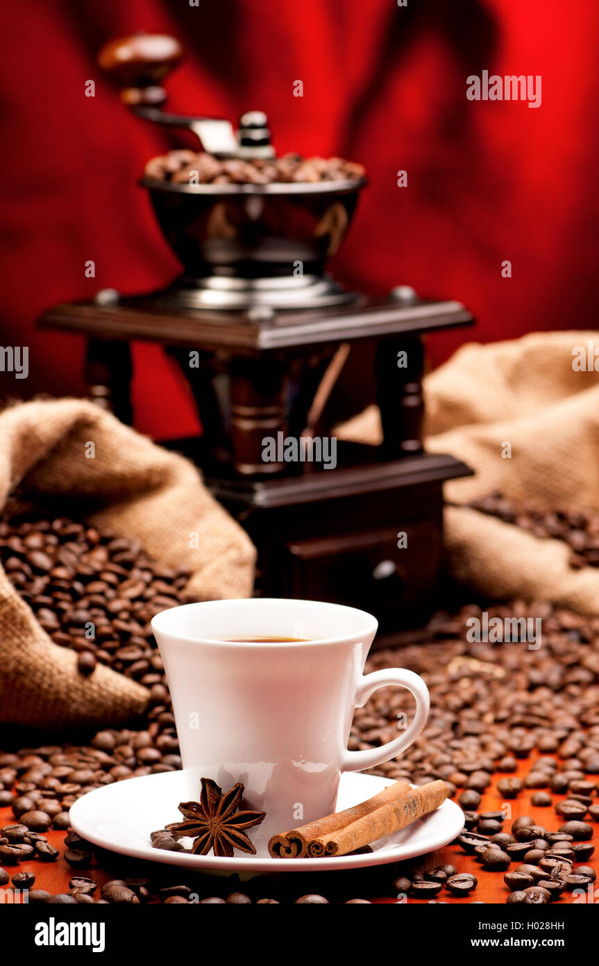 Cup coffee with grinder Stock Photo Alamy