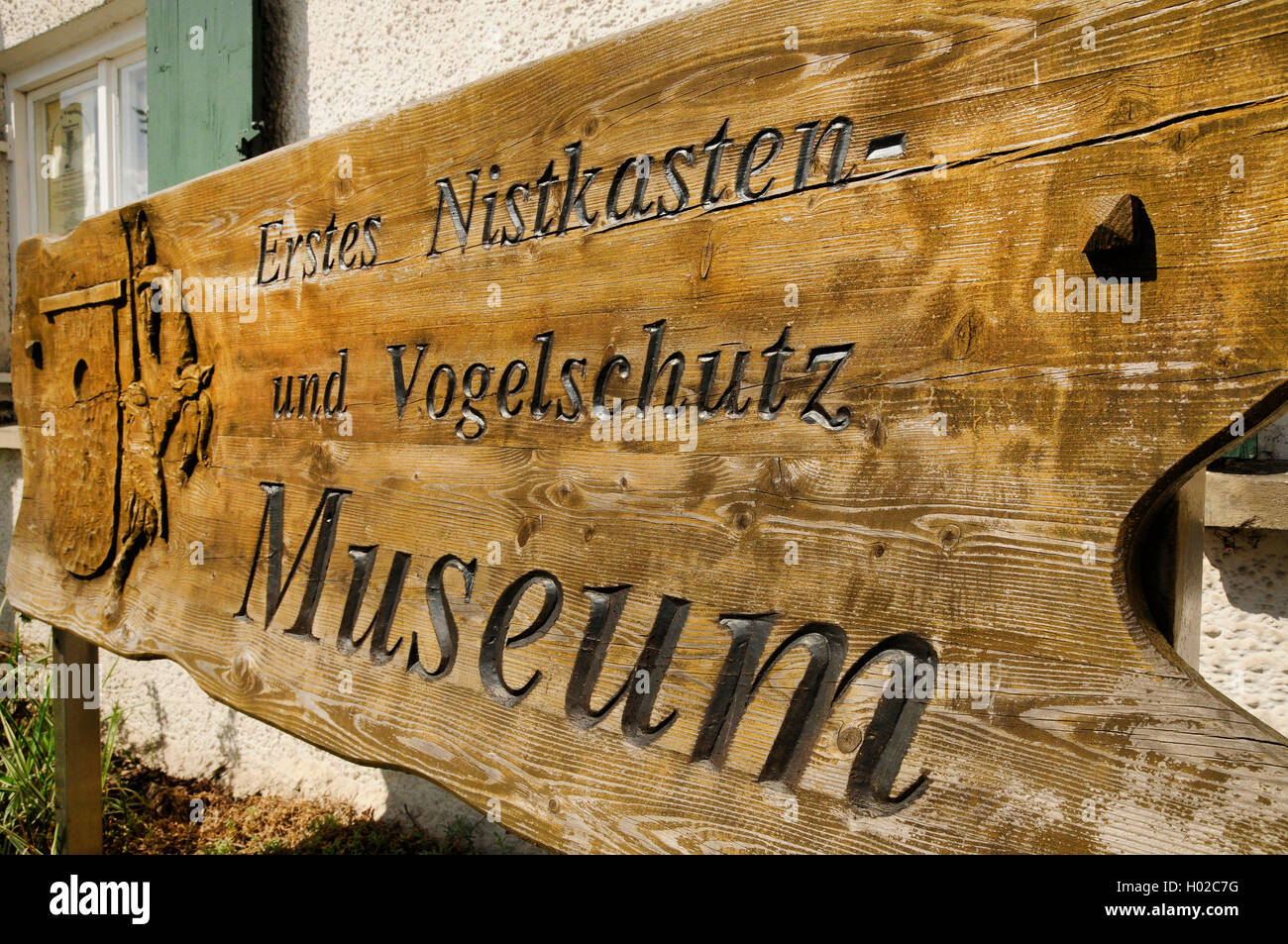 Nistkastenmuseum, Schild | nesting box museum, sign, Germany, Baden-Wuerttemberg | BLWS434244.jpg [ (c) blickwinkel/H.-J. Zimmer Stock Photo