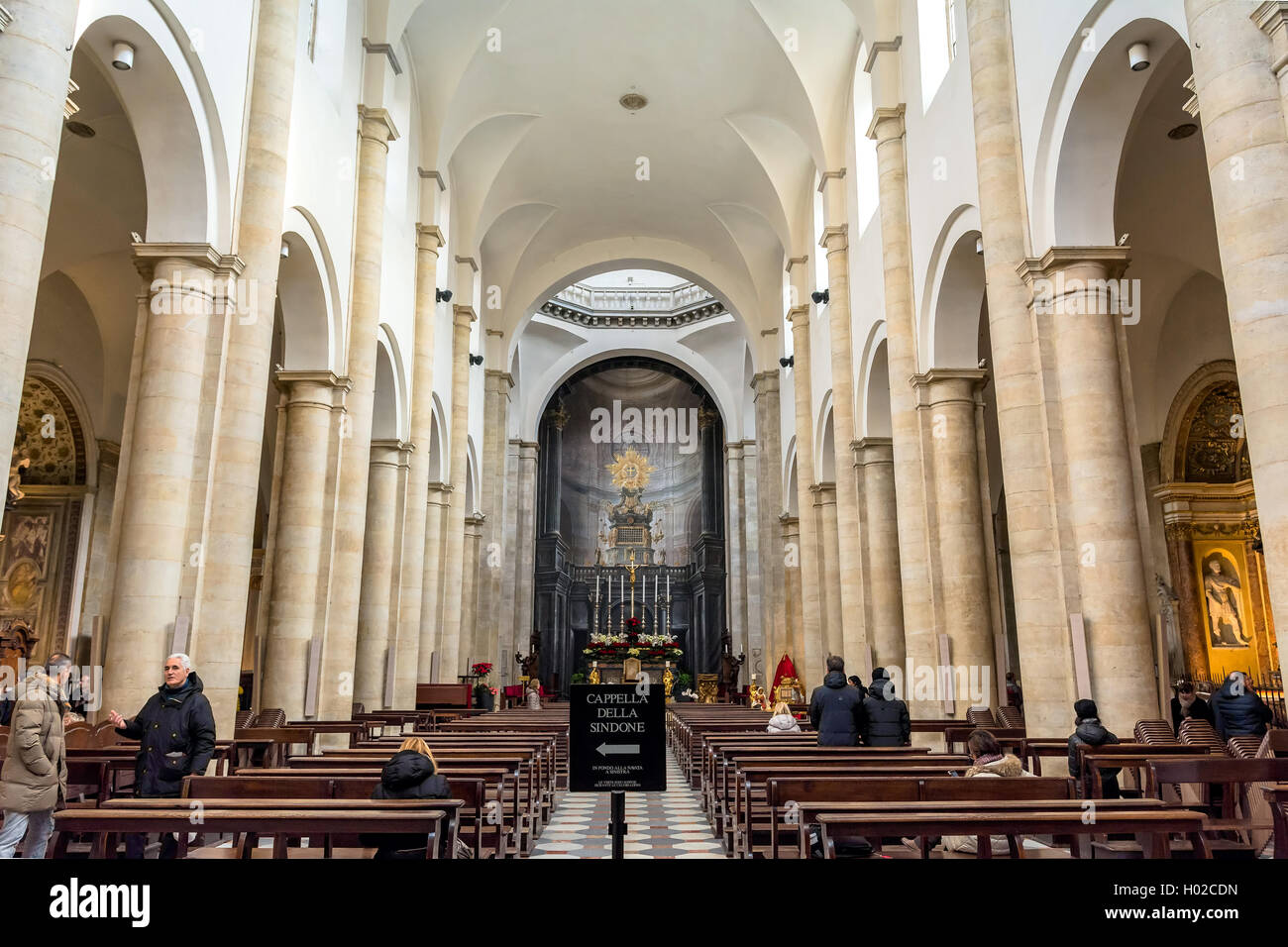 Turin, Italy - december 31, 2015: Interior of Turin Cathedral (Duomo di Torino), built in 1470. It is the Chapel of the Holy Shr Stock Photo