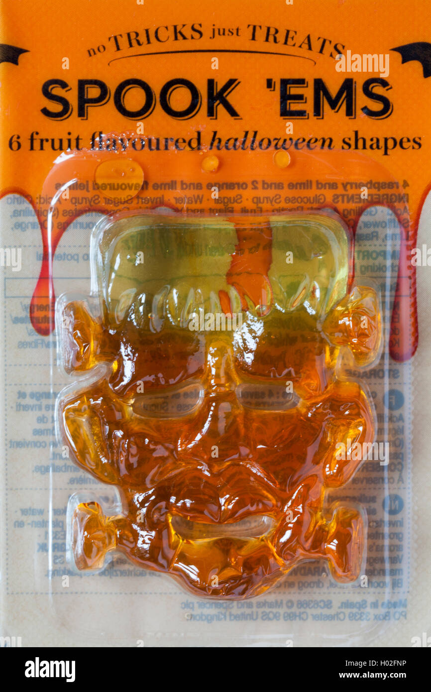 M&S no tricks just treats spook  'ems sweets for Halloween - fruit flavoured halloween shapes Stock Photo