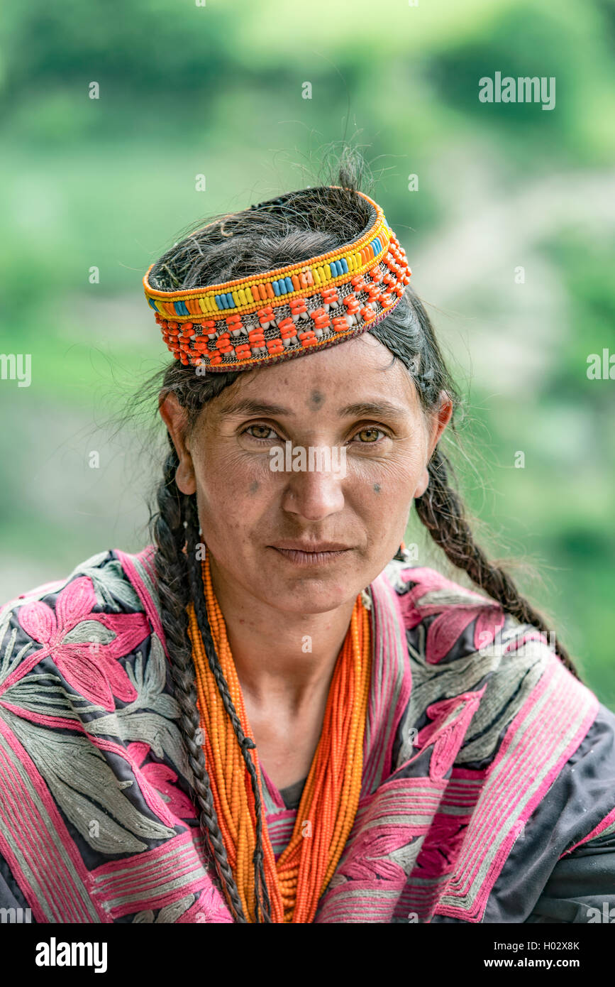 Kalash woman in traditional dress Stock Photo