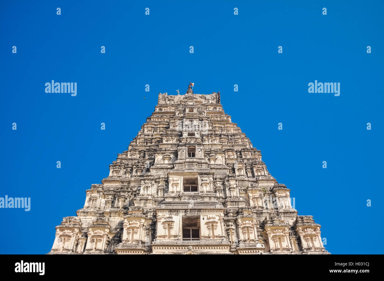 HAMPI, INDIA - 28 JANUARY 2015: Virupaksha Temple is located in Hampi in southern India. It is part of the Group of Monuments at Stock Photo