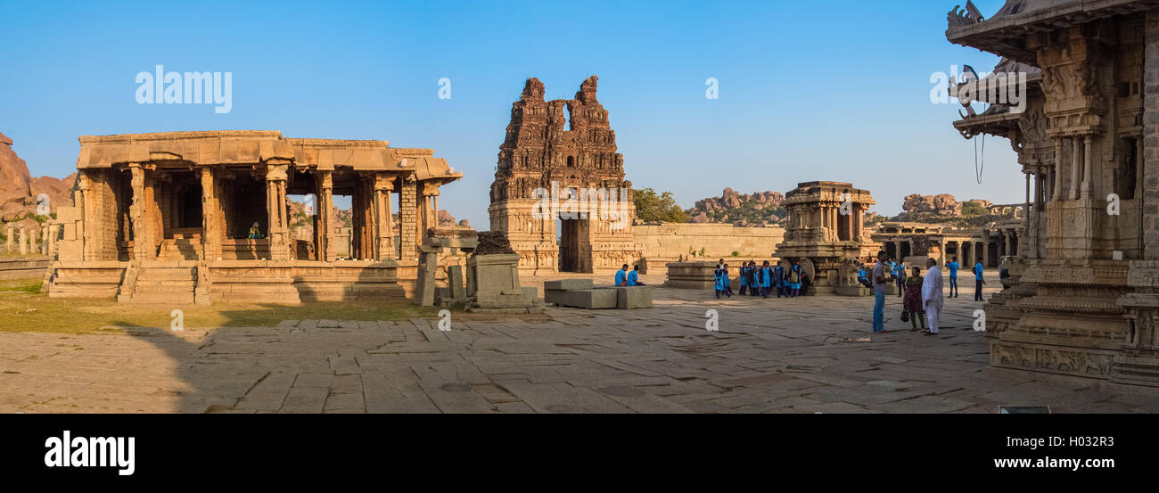 HAMPI, INDIA - 30 JANUARY 2015: Ruins of Hampi are a UNESCO World Heritage Site. Achyutaraya Temple. Stock Photo
