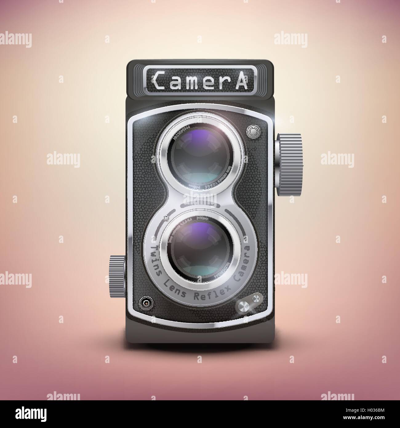 Vintage twin lens reflex camera Stock Vector