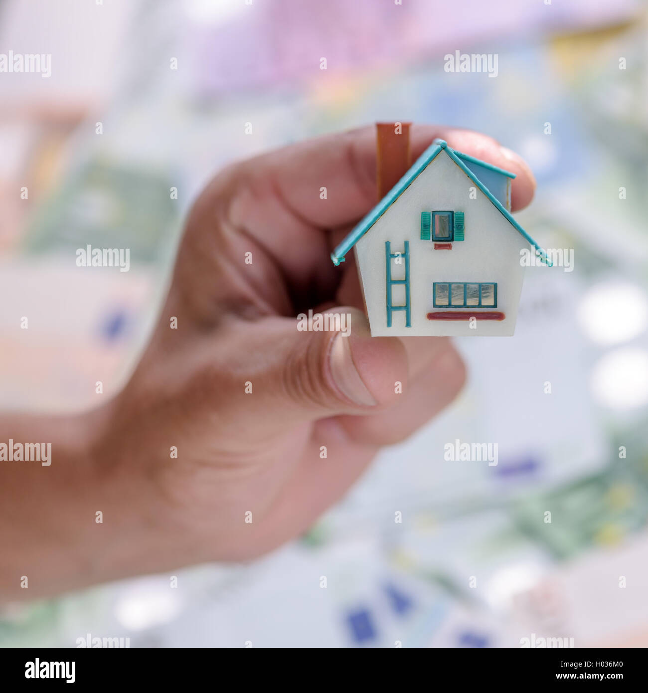 small house in man hand Stock Photo