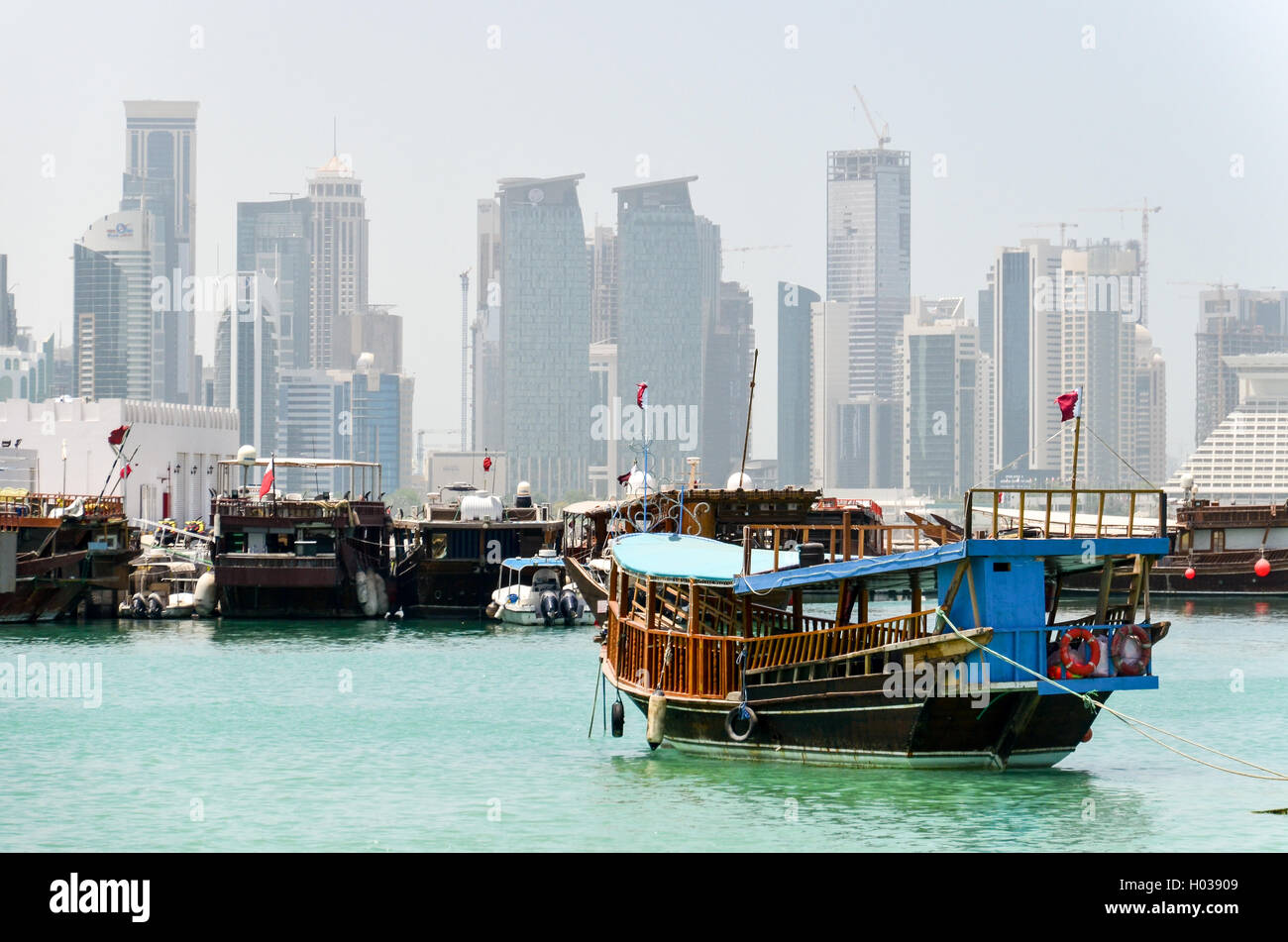 Dhow harbour in Doha, Qatar Stock Photo